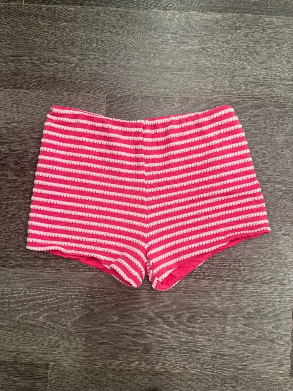 Princess Polly Pink & White Striped High-Waist Knit Shorts